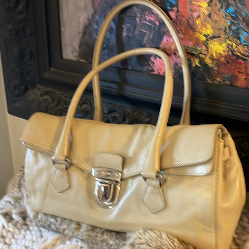 PRADA Cream Leather Shoulder Bag EUC PRICE DROP…few days only